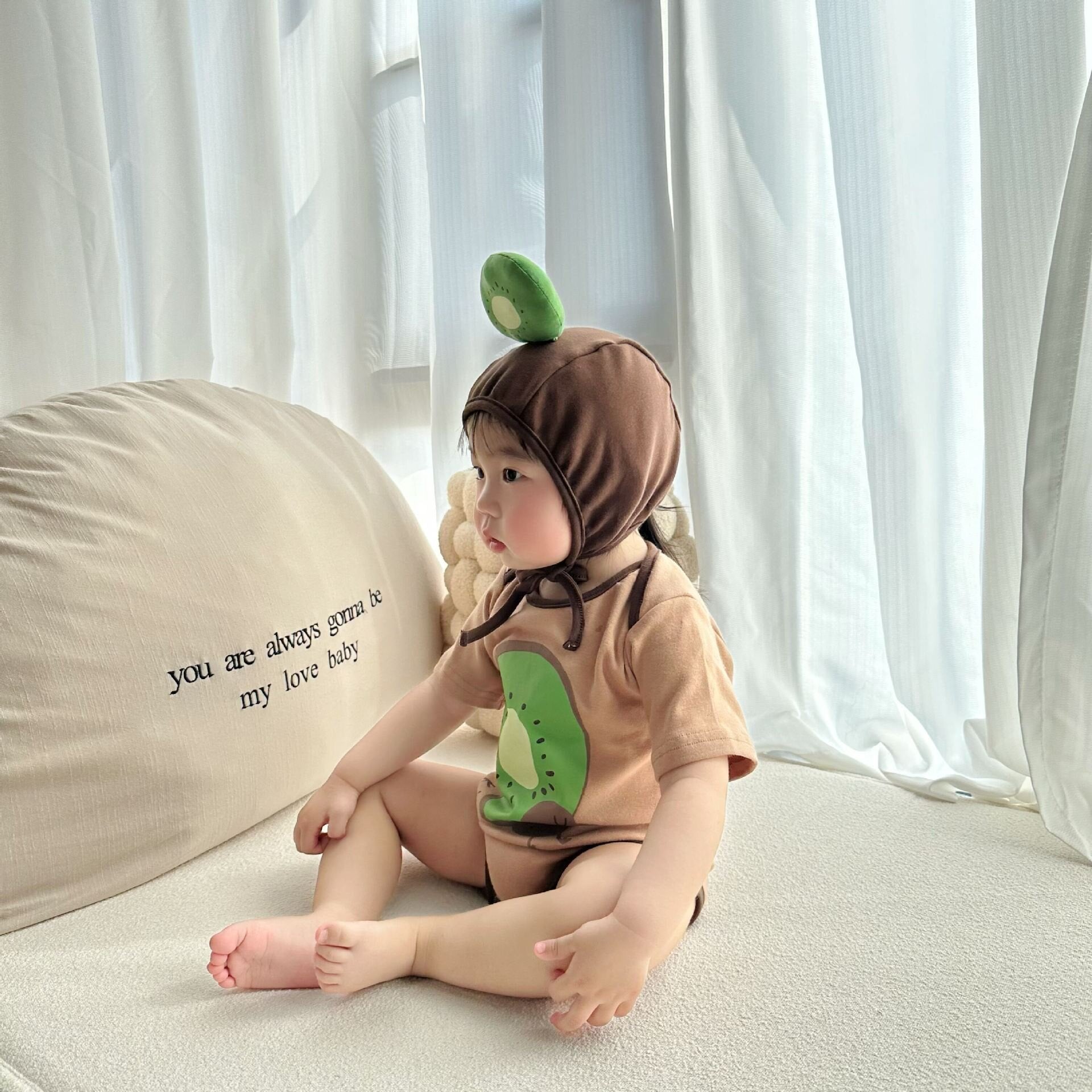 半袖ロンパース Kiwi Print Romper & Hat Set キウイ柄 ロンパース 帽子セット【mh0012119】