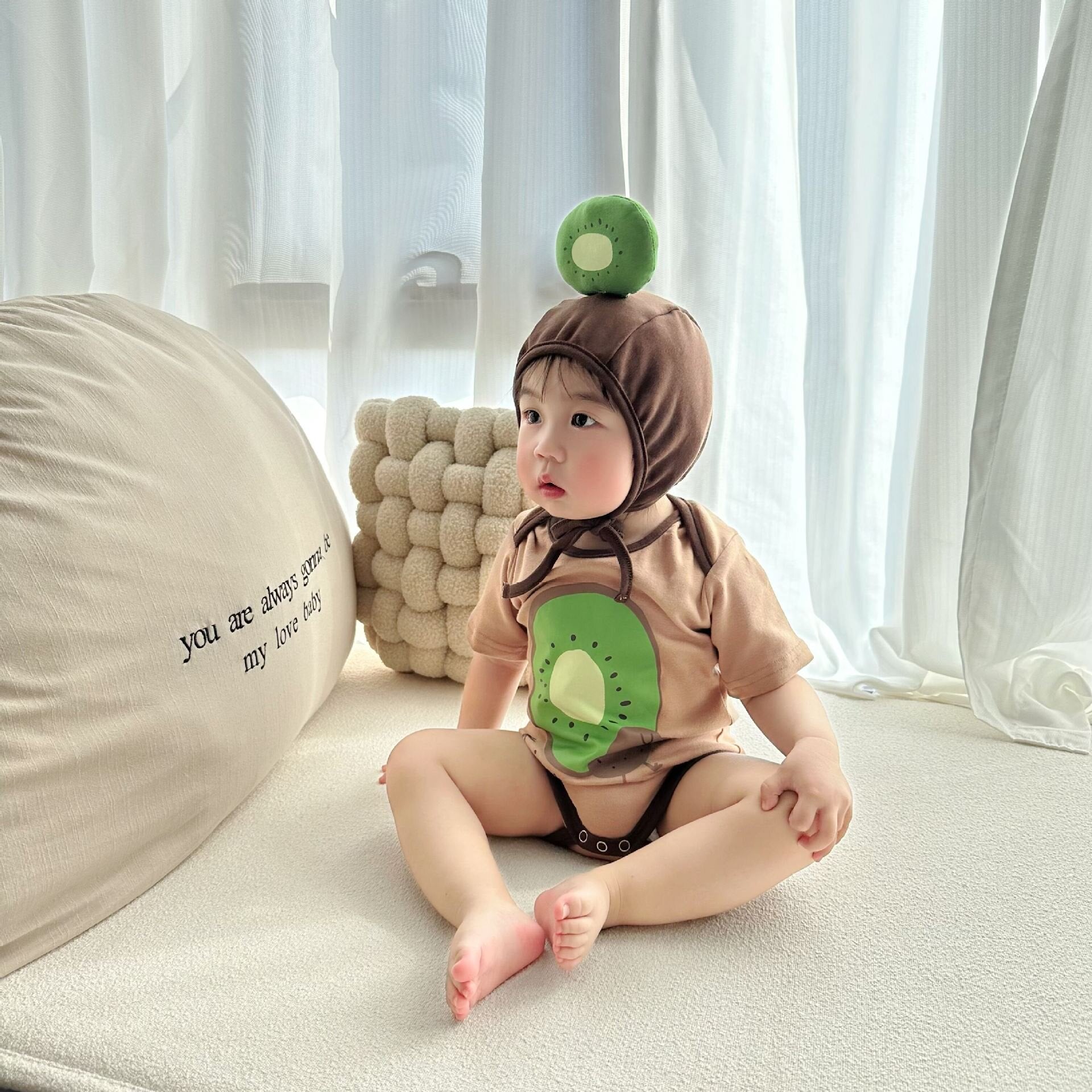 半袖ロンパース Kiwi Print Romper & Hat Set キウイ柄 ロンパース 帽子セット【mh0012119】