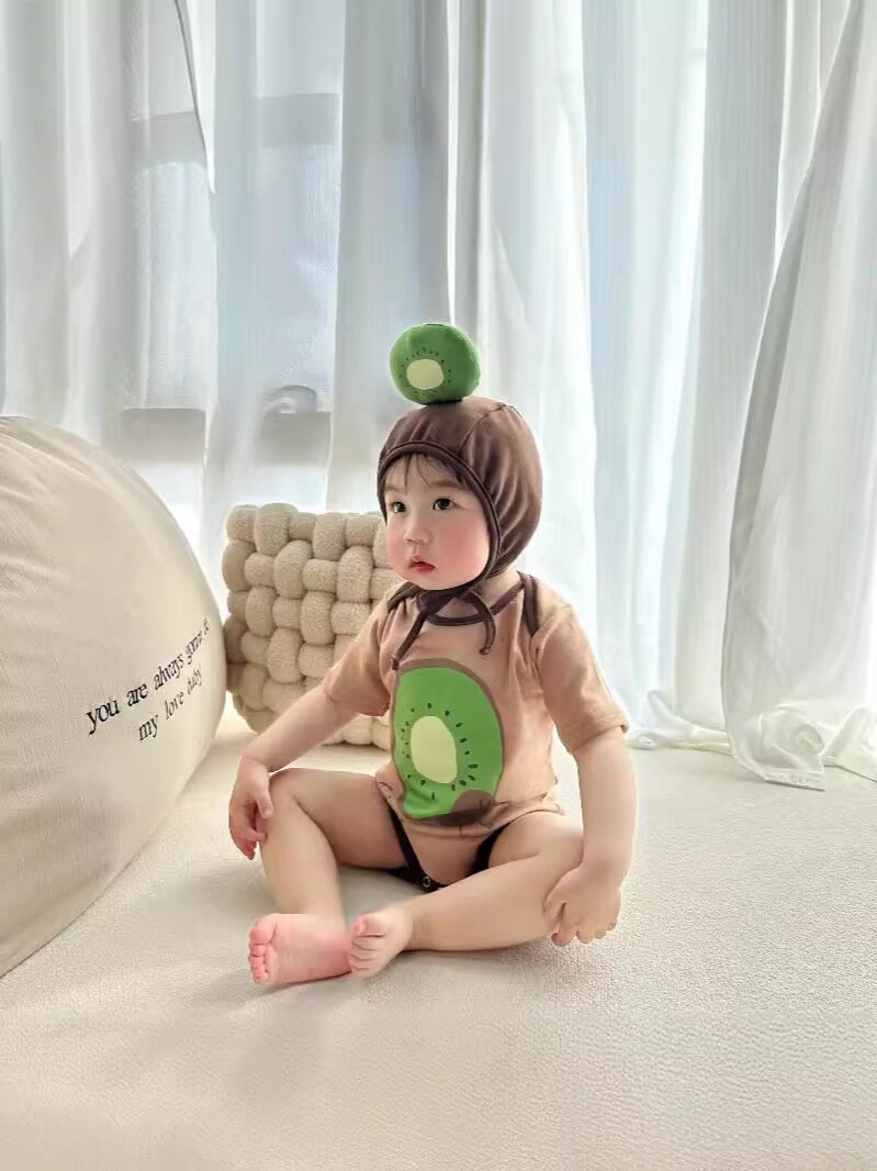 半袖ロンパース Kiwi Print Romper & Hat Set キウイ柄 ロンパース 帽子セット【mh0012119】