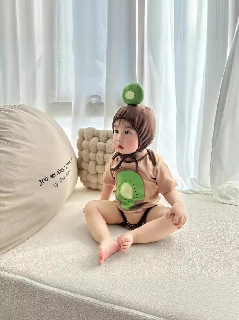 半袖ロンパース Kiwi Print Romper & Hat Set キウイ柄 ロンパース 帽子セット【mh0012119】