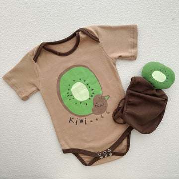 半袖ロンパース kiwi short sleeves / 66cm Kiwi Print Romper & Hat Set キウイ柄 ロンパース 帽子セット【mh0012119】