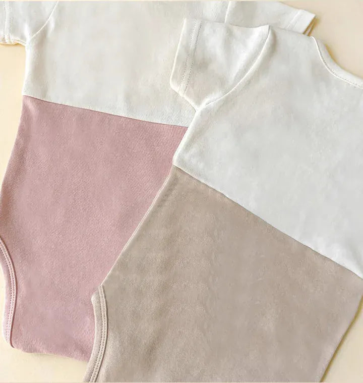 半袖ロンパース ベビー うさぎ うさ耳 バニー ドッキング 半袖 ロンパース 耳帽子 セット ピンク アプリコット ユニセックス【mh0001994】