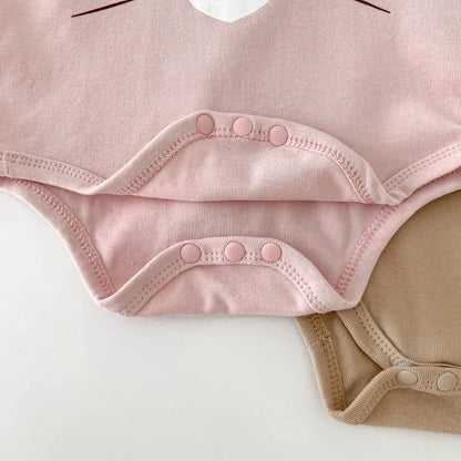 半袖ロンパース ベビー うさぎ うさ耳 バニー ドッキング 半袖 ロンパース 耳帽子 セット ピンク アプリコット ユニセックス【mh0001994】