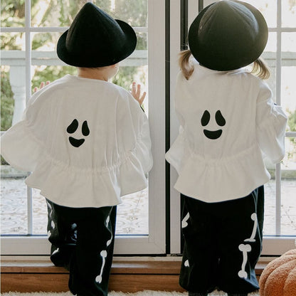 長袖ジャンプスーツ ハロウィンコスチューム スケルトン骸骨ジャンプスーツ/おばけフード帽子【mh0010542】