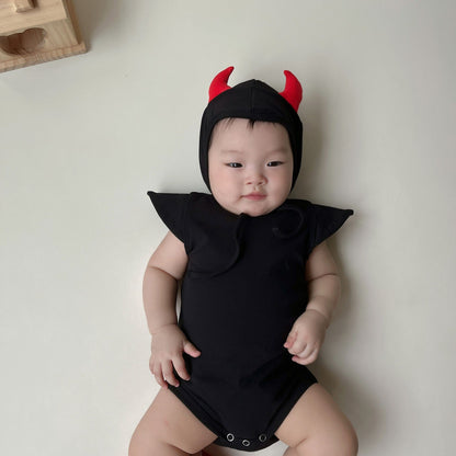 半袖ロンパース ハロウィンコスチューム デビルロンパース+帽子セット【mh0010543】