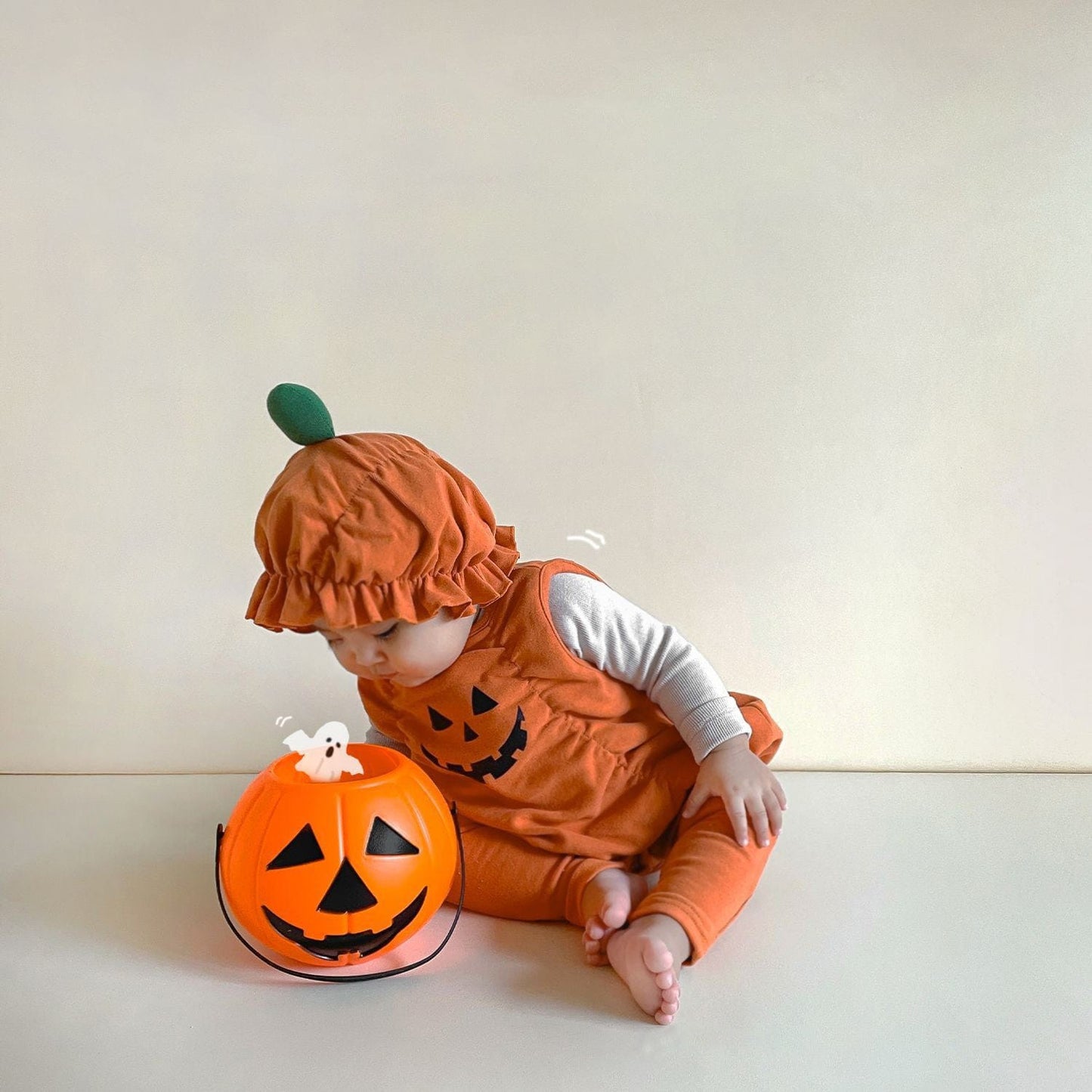 ロンパースセットアップ ハロウィンコスチューム パンプキンノースリーブロンパース/レギンスパンツ【mh0010545】