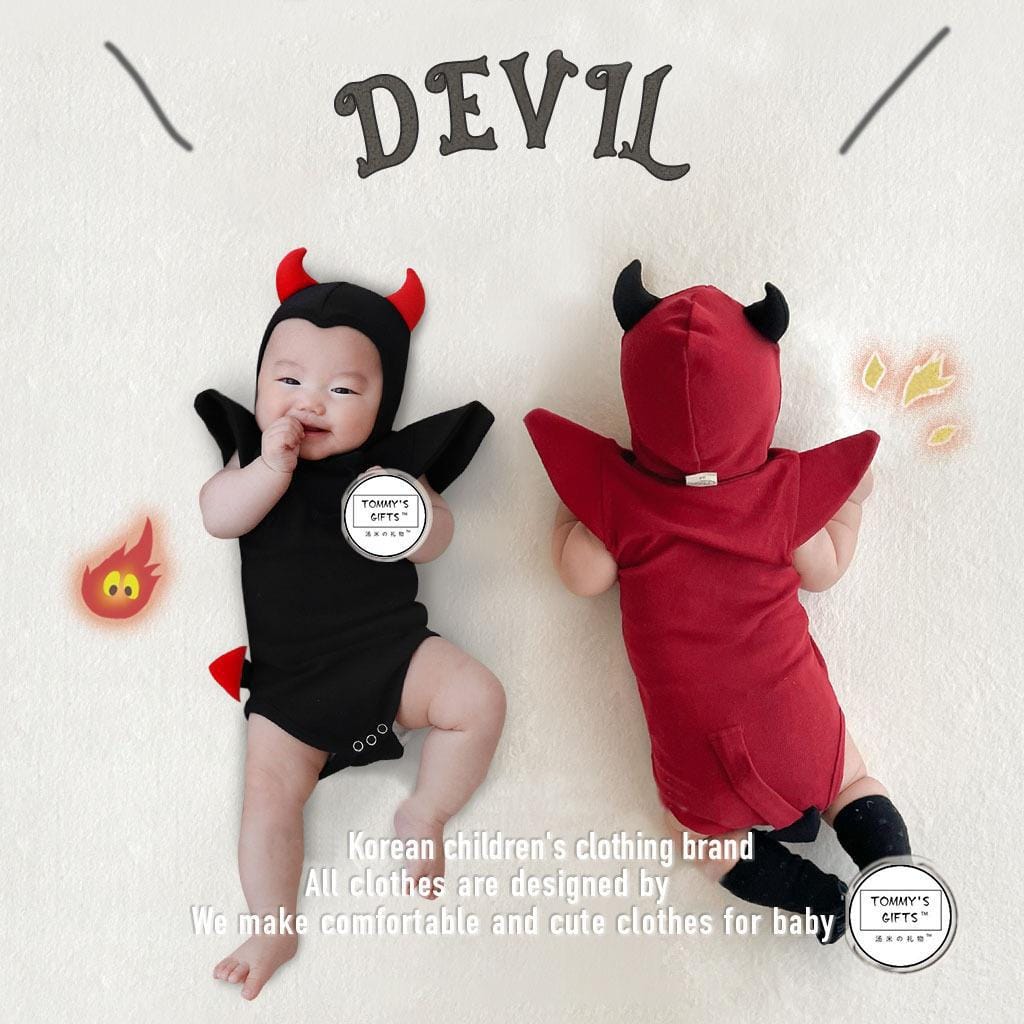 ロンパースセットアップ ハロウィンコスチューム デビルロンパース+帽子セット【mh0010547】