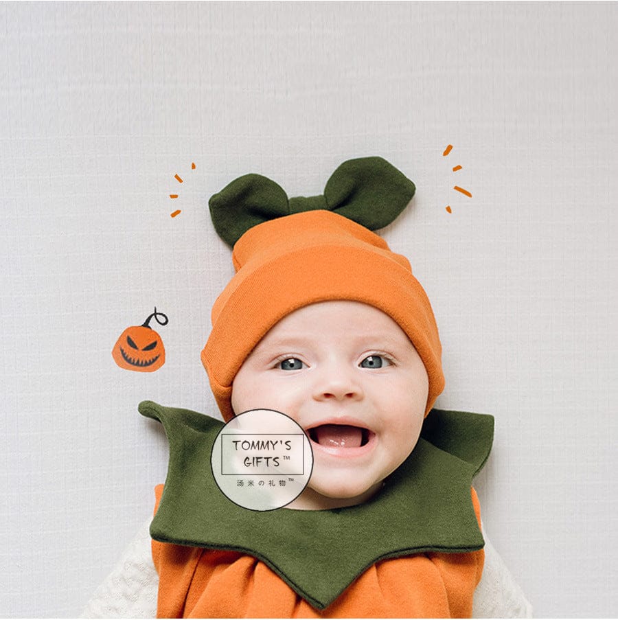 ロンパースセットアップ ハロウィンコスチューム かぼちゃノースリーブロンパース+帽子セット【mh0010548】