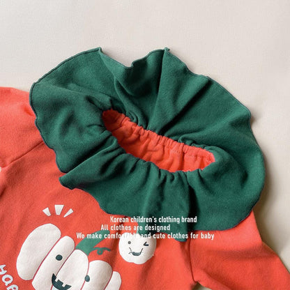 長袖ロンパース ハロウィンコスチューム パンプキン長袖ロンパース+帽子セット【mh0010549】