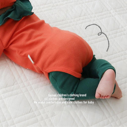 長袖ロンパース ハロウィンコスチューム パンプキン長袖ロンパース+帽子セット【mh0010549】