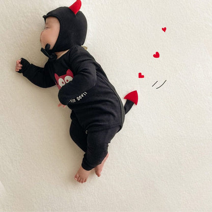 長袖ロンパース ハロウィンコスチューム デビル長袖ロンパース+帽子セット【mh0010551】