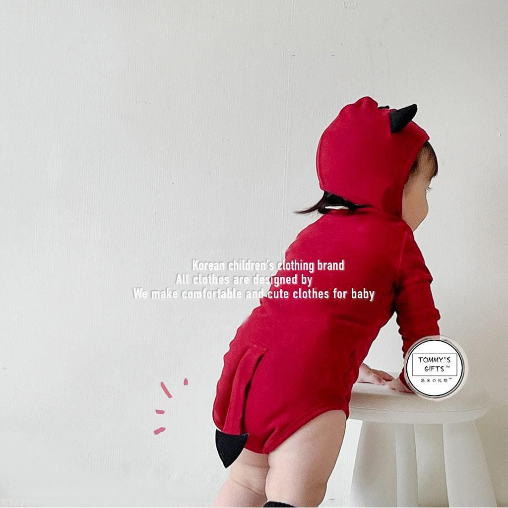 長袖ロンパース ハロウィンコスチューム デビル長袖ロンパース+帽子セット【mh0010551】