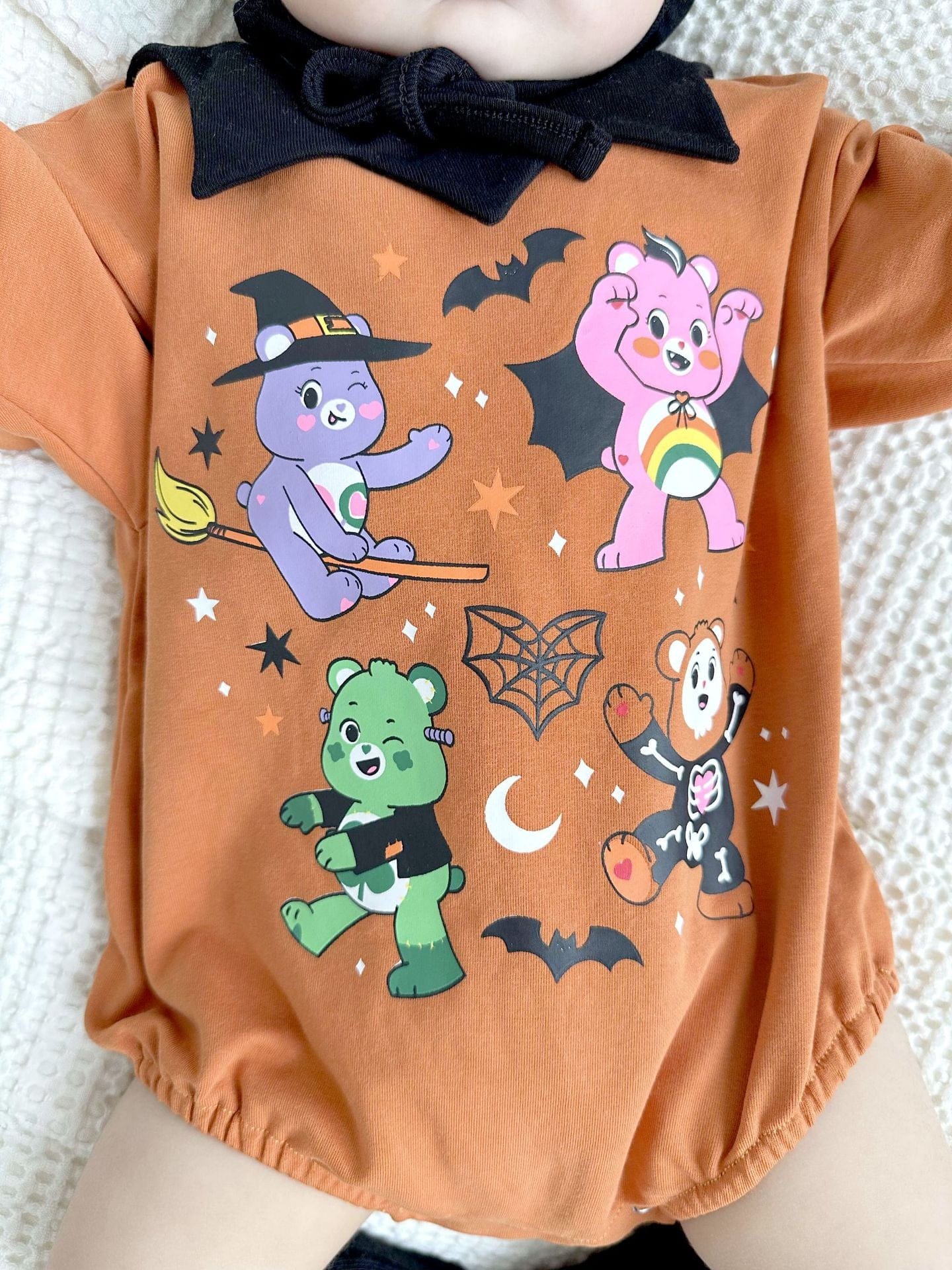 長袖ロンパース ハロウィンコスチューム ベアくまプリントパンプキンロンパース帽子セット【mh0010554】