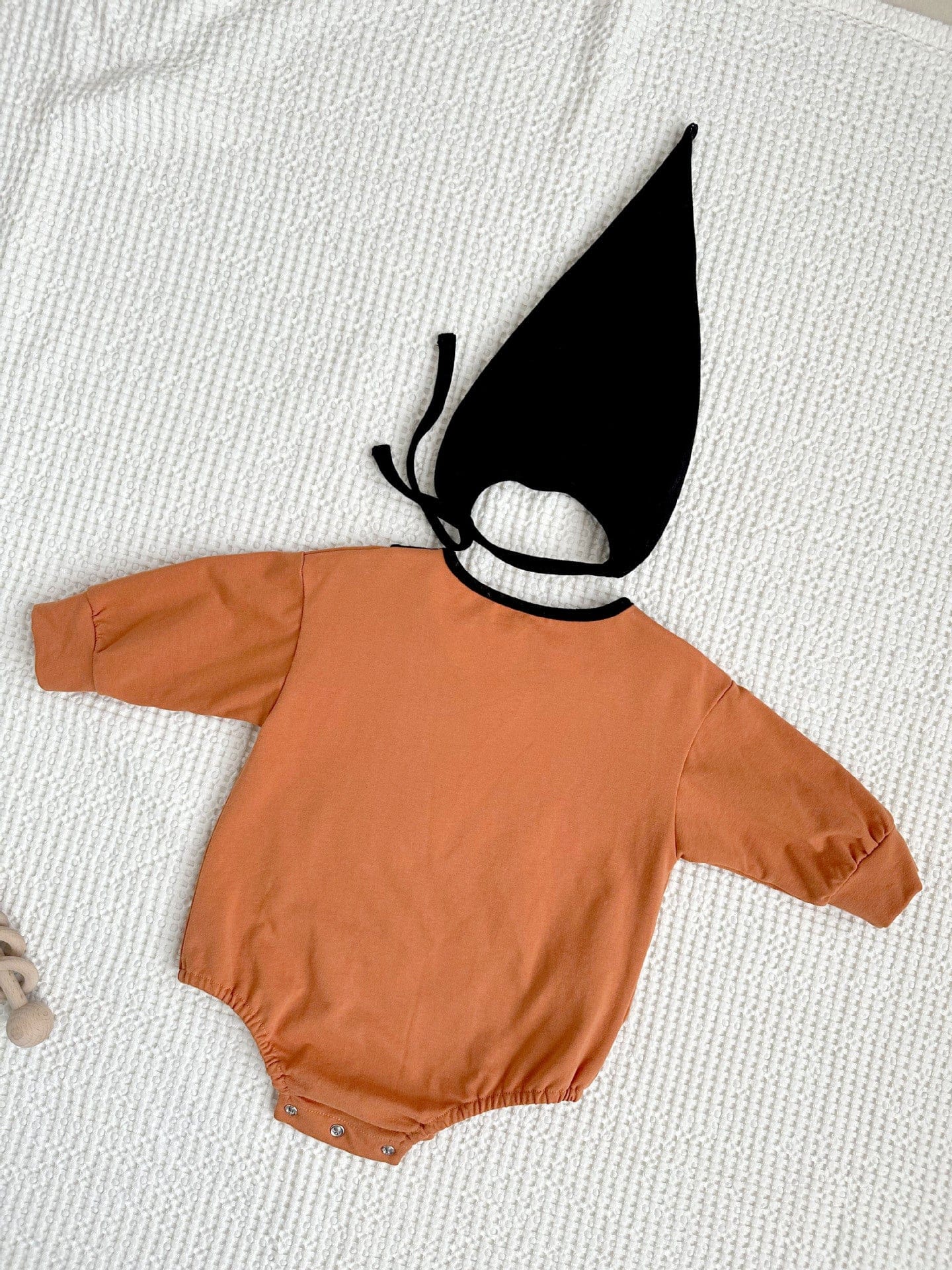 長袖ロンパース ハロウィンコスチューム ベアくまプリントパンプキンロンパース帽子セット【mh0010554】