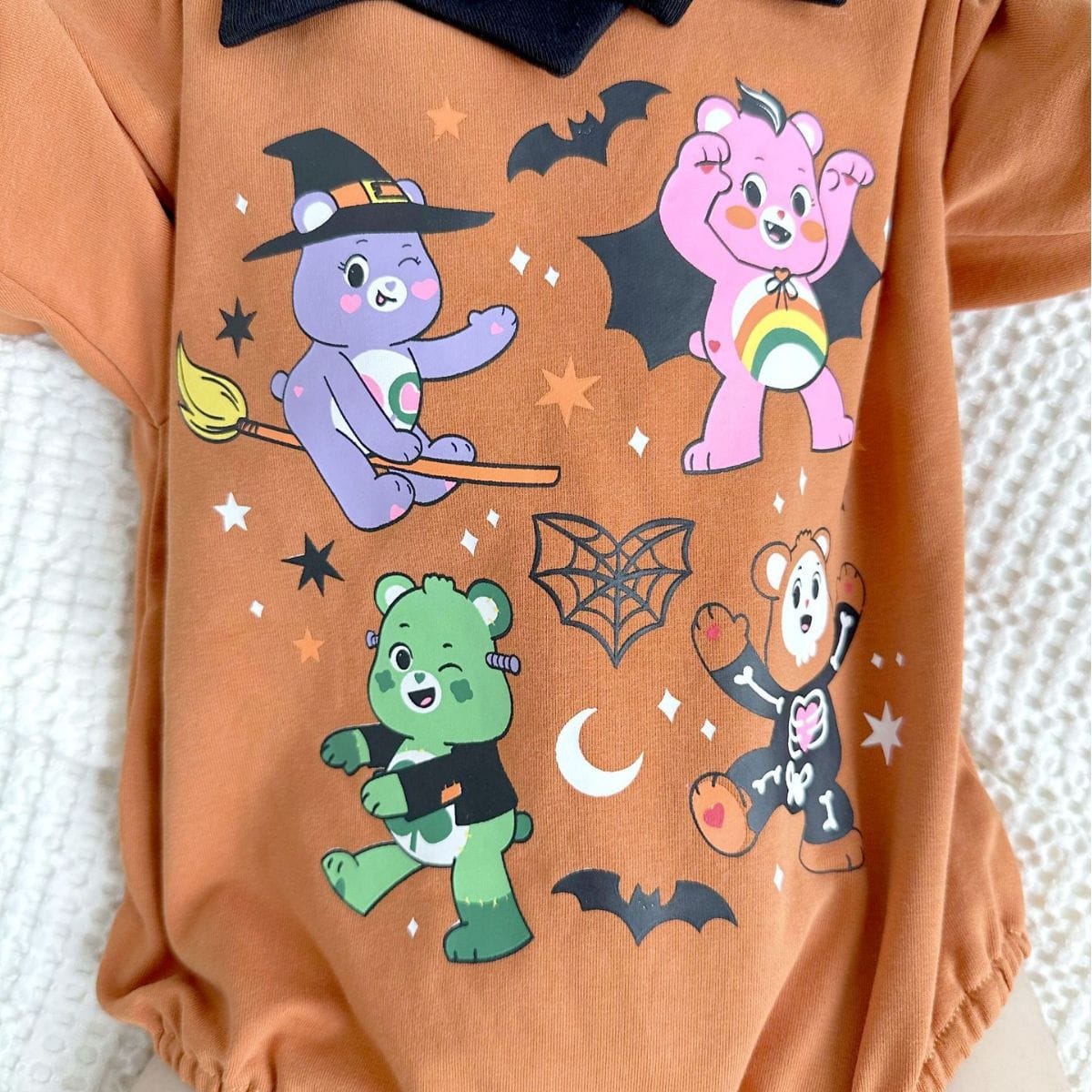 長袖ロンパース ハロウィンコスチューム ベアくまプリントパンプキンロンパース帽子セット【mh0010554】