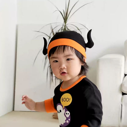 長袖ロンパース ハロウィンコスチューム🎃👻 おばけ長袖ロンパース+帽子セット【mh0010557】