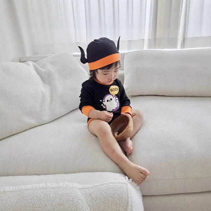 長袖ロンパース ハロウィンコスチューム🎃👻 おばけ長袖ロンパース+帽子セット【mh0010557】