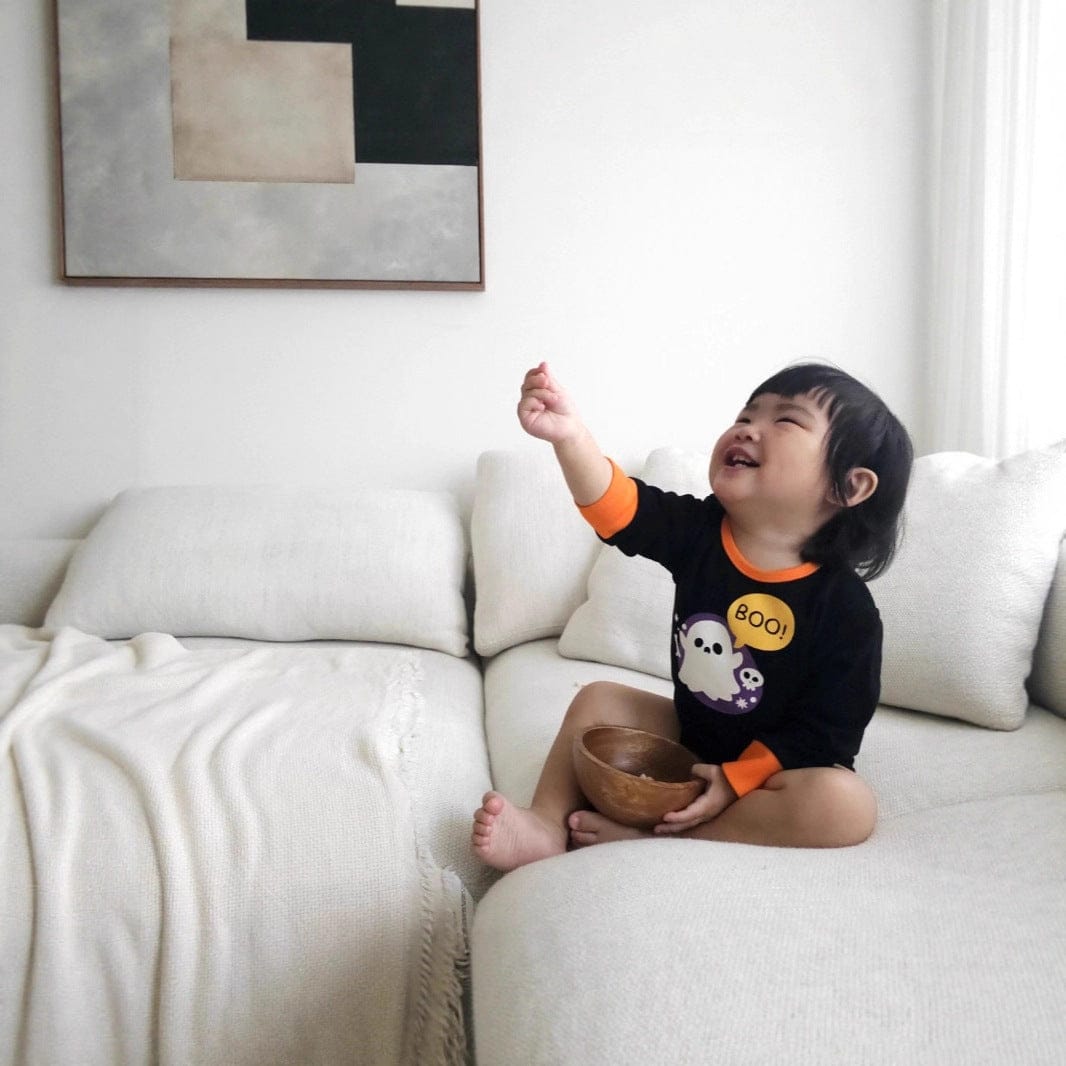 長袖ロンパース ハロウィンコスチューム🎃👻 おばけ長袖ロンパース+帽子セット【mh0010557】