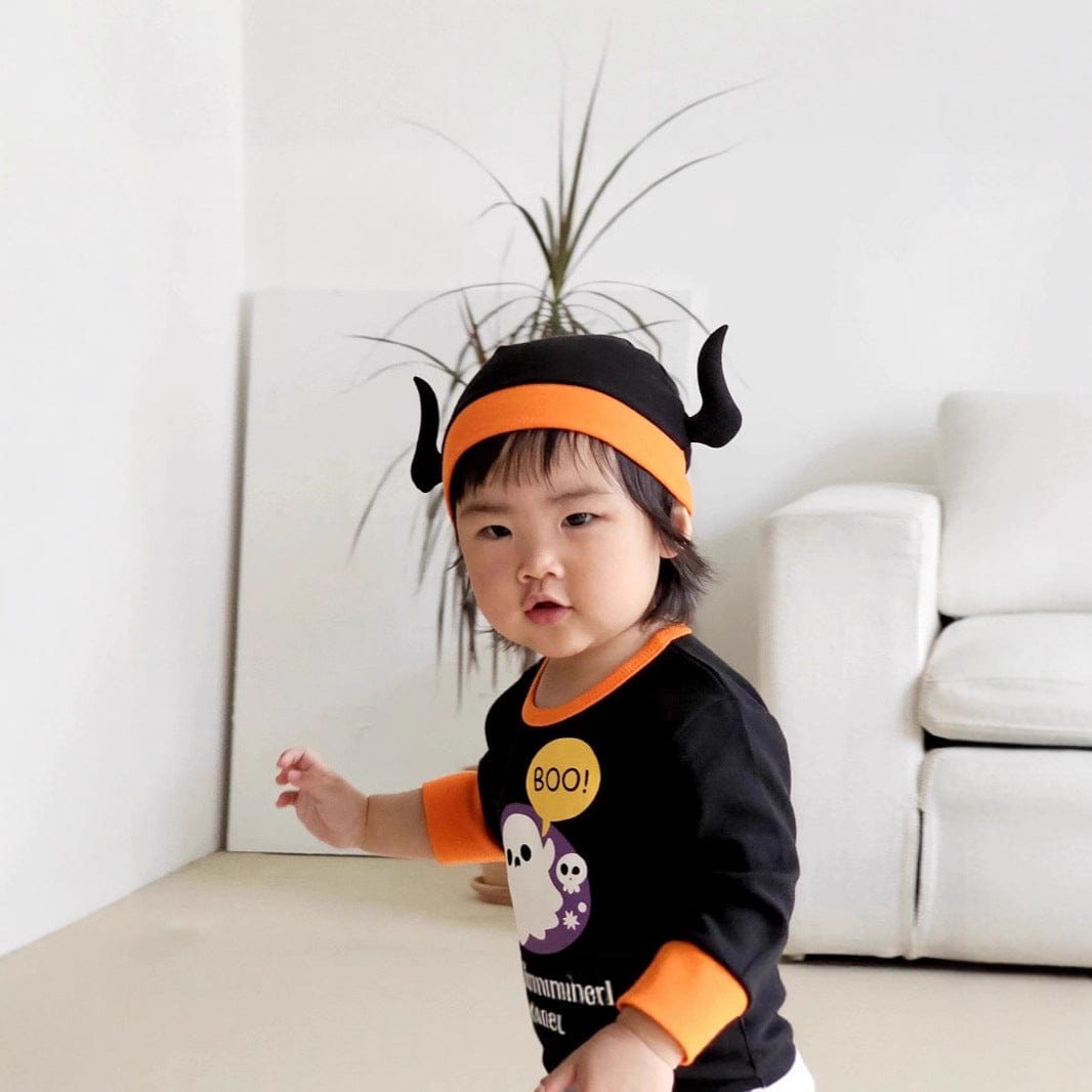 長袖ロンパース ハロウィンコスチューム🎃👻 おばけ長袖ロンパース+帽子セット【mh0010557】