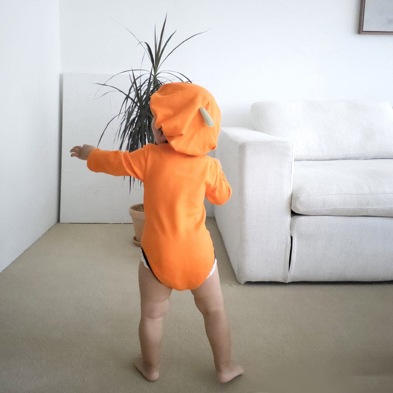 長袖ロンパース ハロウィンコスチューム🎃👻 パンプキンロンパース+帽子セット【mh0010558】