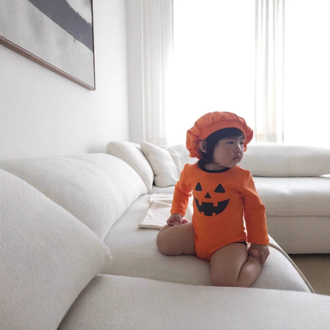 長袖ロンパース ハロウィンコスチューム🎃👻 パンプキンロンパース+帽子セット【mh0010558】