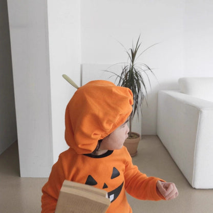 長袖ロンパース ハロウィンコスチューム🎃👻 パンプキンロンパース+帽子セット【mh0010558】