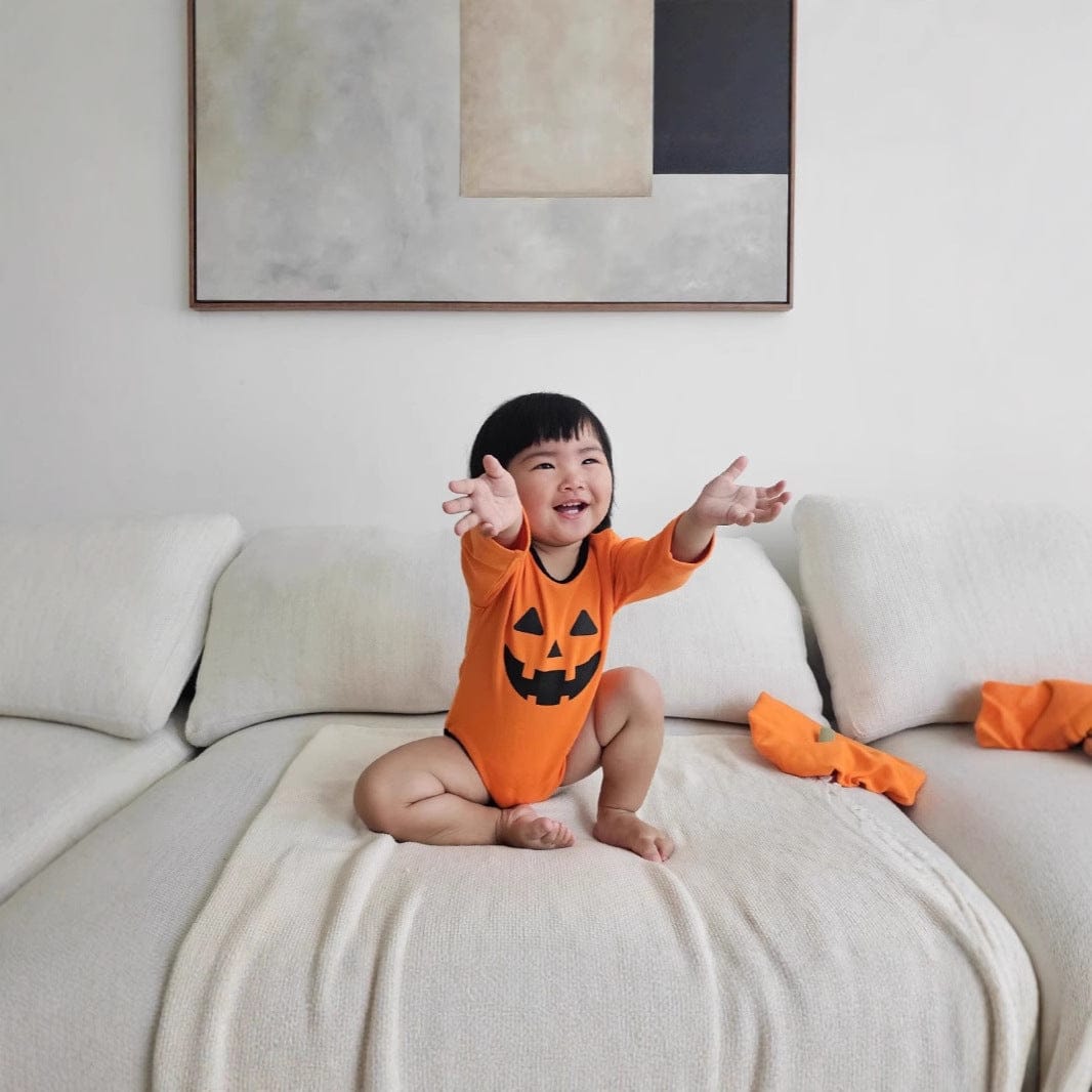 長袖ロンパース ハロウィンコスチューム🎃👻 パンプキンロンパース+帽子セット【mh0010558】