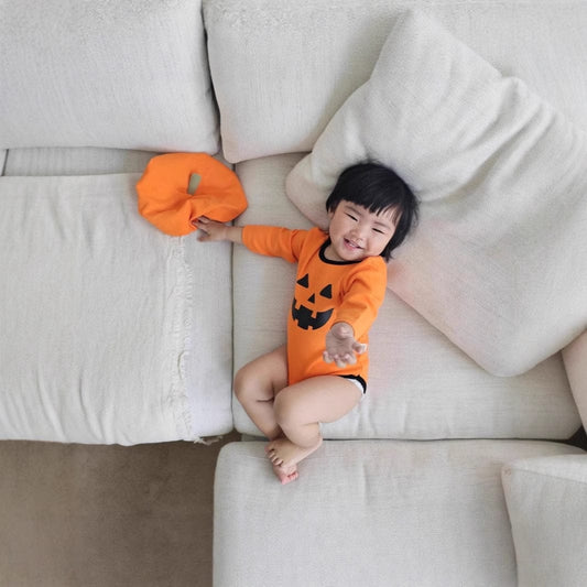 長袖ロンパース ハロウィンコスチューム🎃👻 パンプキンロンパース+帽子セット【mh0010558】