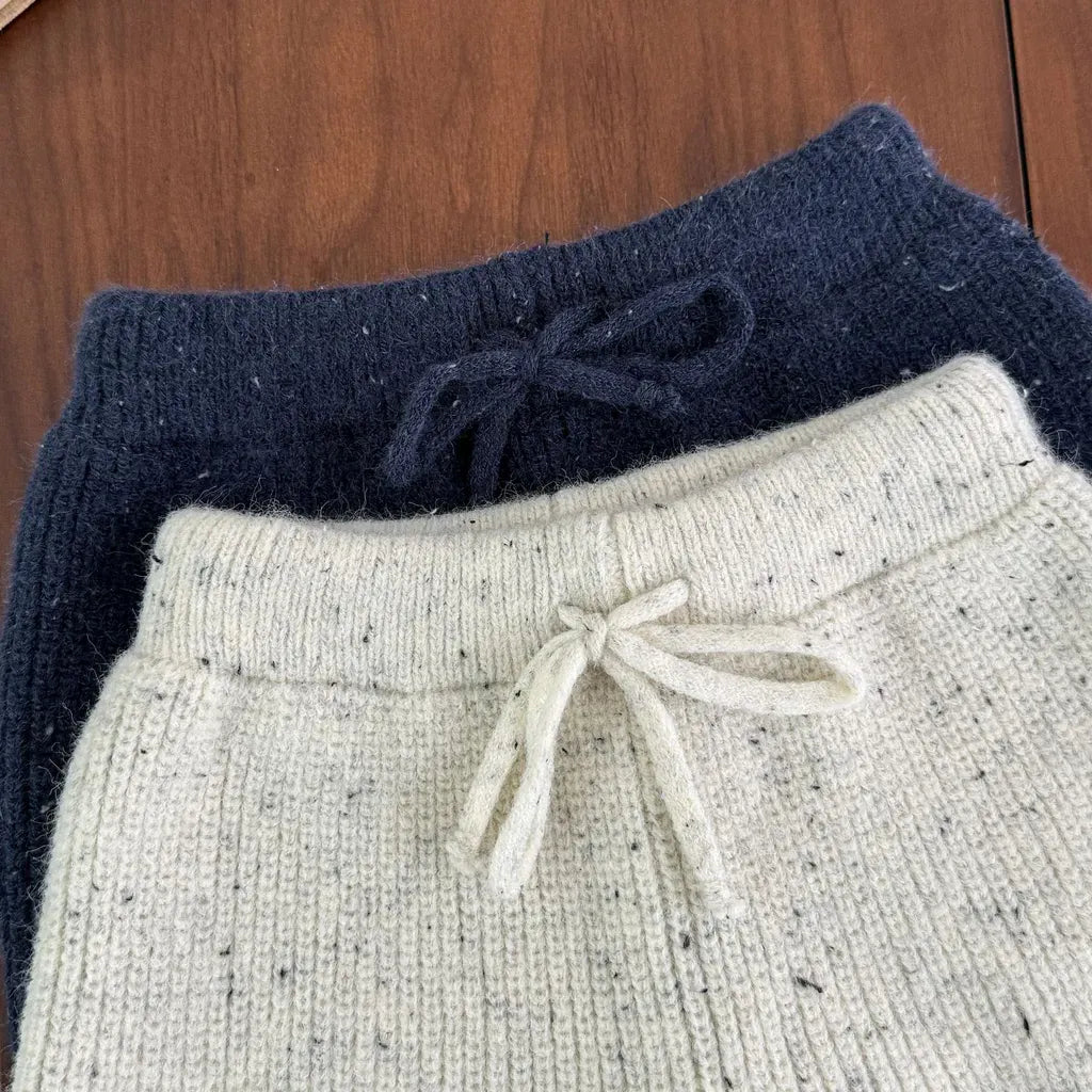 長袖セットアップ ツイードニット長袖トップス/ハーフパンツ【mh0011186】