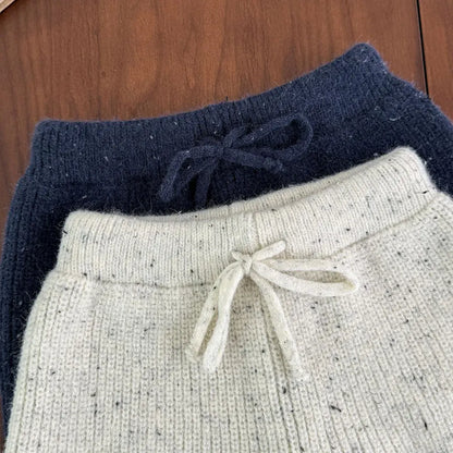 長袖セットアップ ツイードニット長袖トップス/ハーフパンツ【mh0011186】