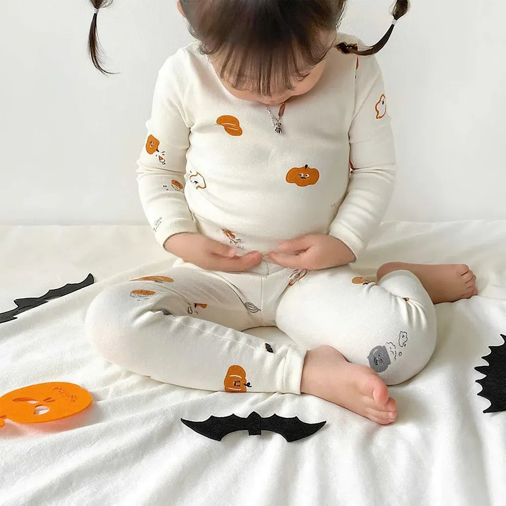 長袖セットアップ ハロウィンかぼちゃセットアップ / ロンパース+帽子セット【mh0011189】