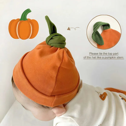 長袖セットアップ ハロウィンかぼちゃセットアップ / ロンパース+帽子セット【mh0011189】