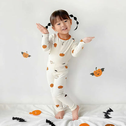 長袖セットアップ ハロウィンかぼちゃセットアップ / ロンパース+帽子セット【mh0011189】