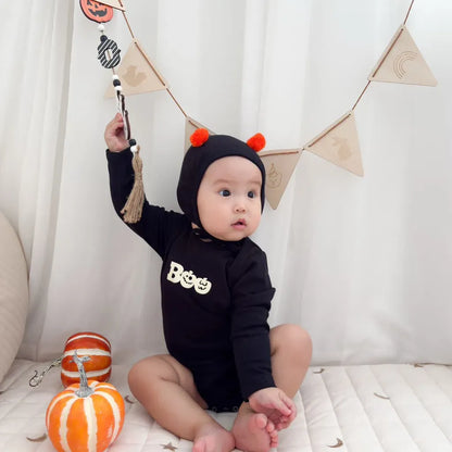 長袖ロンパース ハロウィンおばけロンパース+帽子セット【mh0011191】