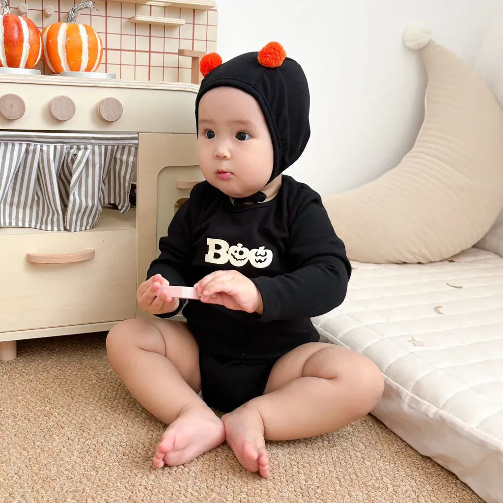 長袖ロンパース ハロウィンおばけロンパース+帽子セット【mh0011191】