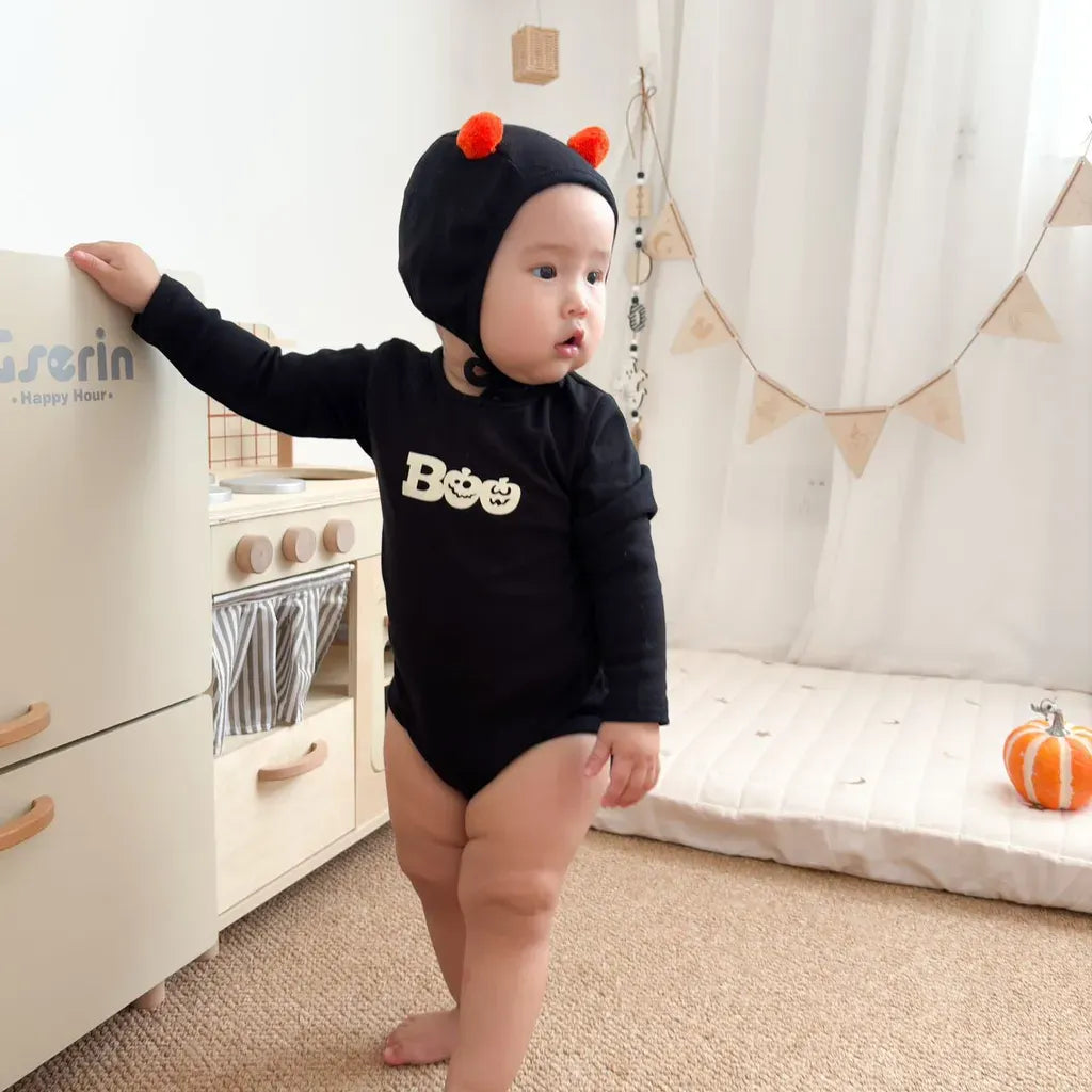 長袖ロンパース ハロウィンおばけロンパース+帽子セット【mh0011191】