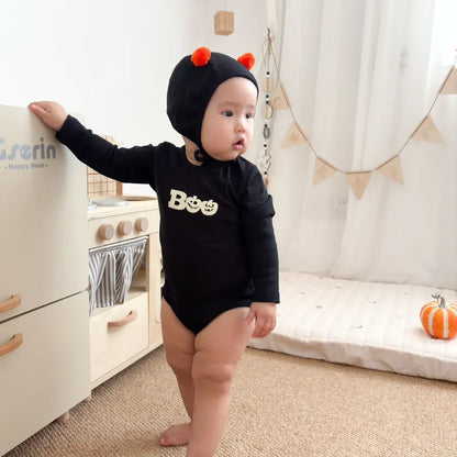 長袖ロンパース ハロウィンおばけロンパース+帽子セット【mh0011191】