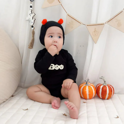 長袖ロンパース ハロウィンおばけロンパース+帽子セット【mh0011191】