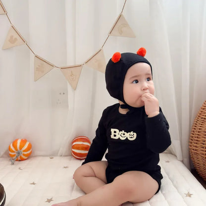 長袖ロンパース ハロウィンおばけロンパース+帽子セット【mh0011191】