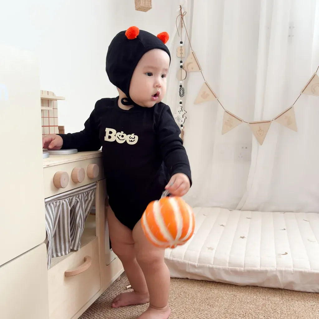 長袖ロンパース ハロウィンおばけロンパース+帽子セット【mh0011191】