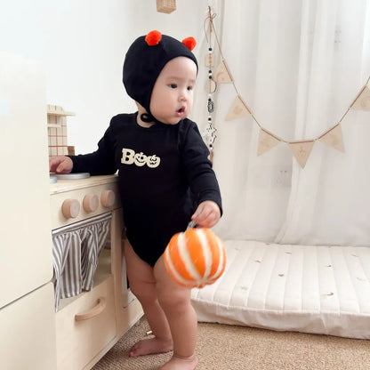 長袖ロンパース ハロウィンおばけロンパース+帽子セット【mh0011191】