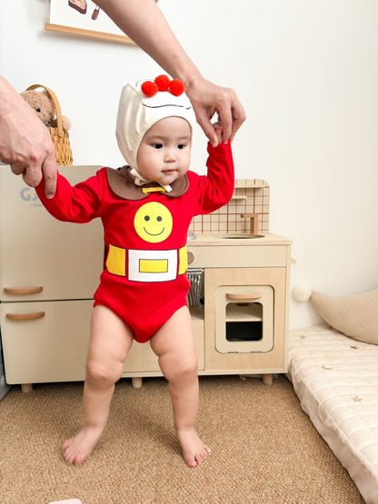 長袖ロンパース スーパーマンロンパース+マント+帽子コスチュームセット【mh0011192】