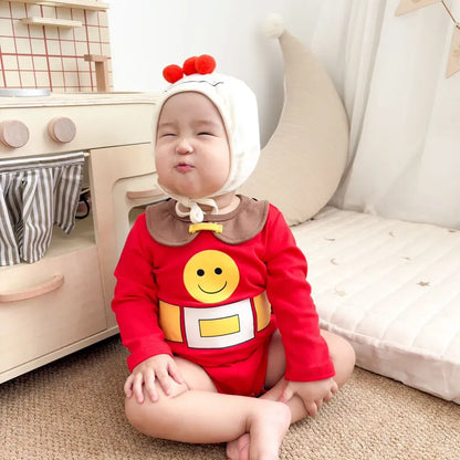 長袖ロンパース スーパーマンロンパース+マント+帽子コスチュームセット【mh0011192】