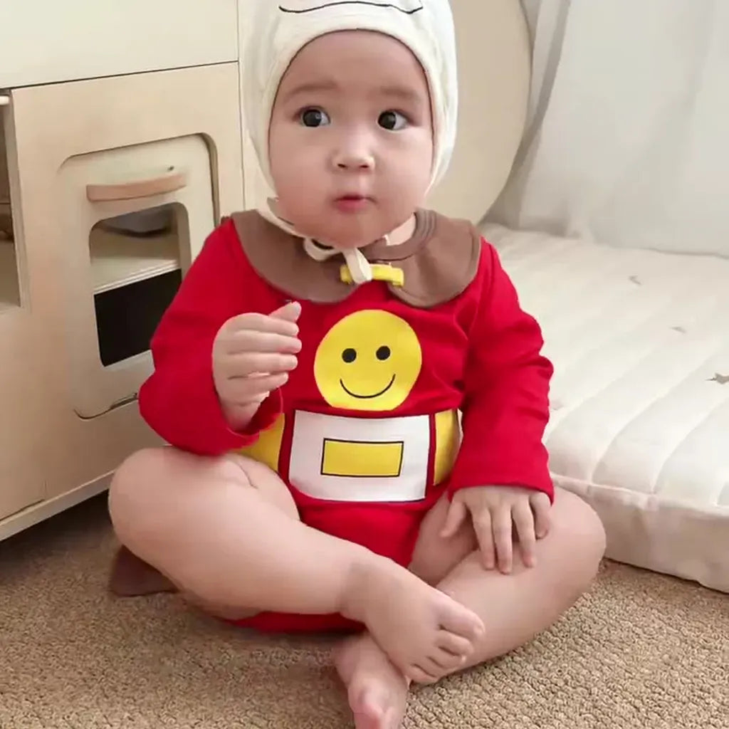 長袖ロンパース スーパーマンロンパース+マント+帽子コスチュームセット【mh0011192】