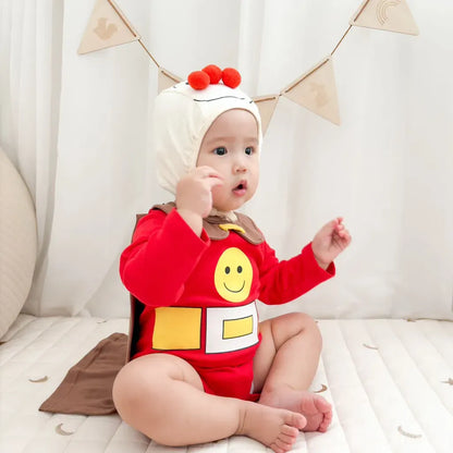 長袖ロンパース スーパーマンロンパース+マント+帽子コスチュームセット【mh0011192】