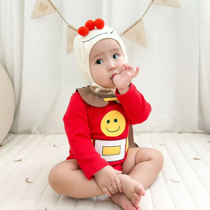 長袖ロンパース スーパーマンロンパース+マント+帽子コスチュームセット【mh0011192】