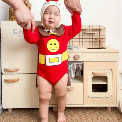 長袖ロンパース スーパーマンロンパース+マント+帽子コスチュームセット【mh0011192】