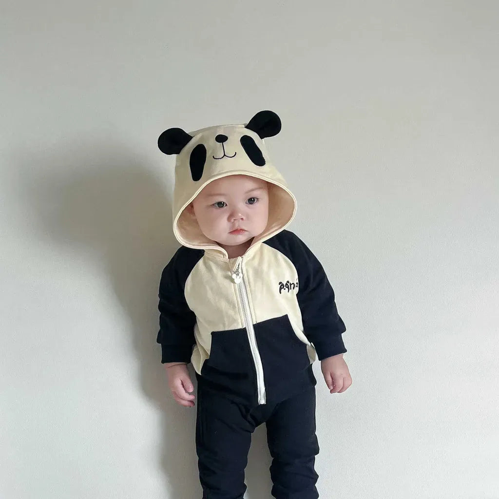 長袖セットアップ パンダフーディジップアップスウェット/ヒップパッチパンダパンツ【mh0011194】