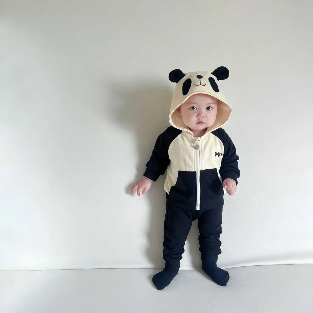 長袖セットアップ パンダフーディジップアップスウェット/ヒップパッチパンダパンツ【mh0011194】