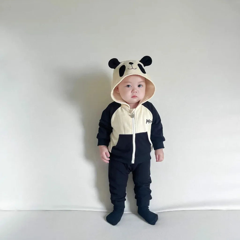 長袖セットアップ パンダフーディジップアップスウェット/ヒップパッチパンダパンツ【mh0011194】